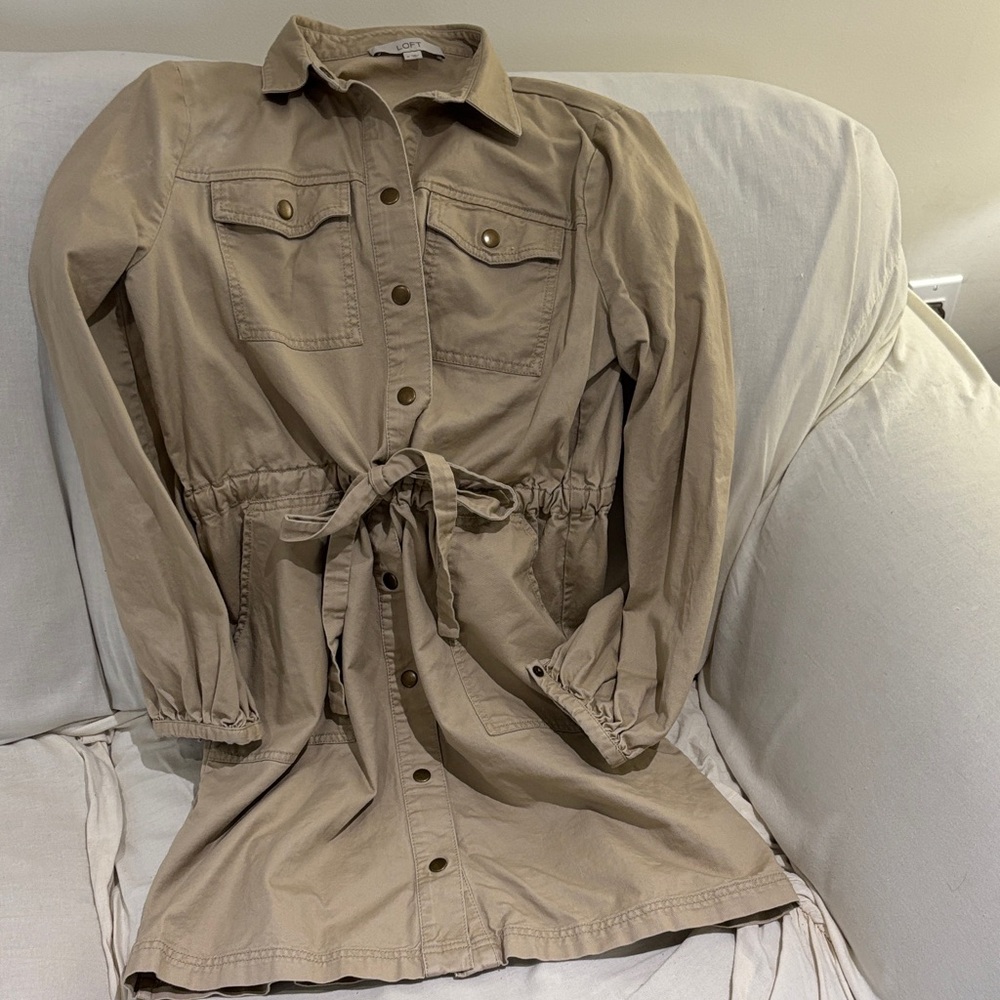 LOFT Tan Long Sleeve Dress